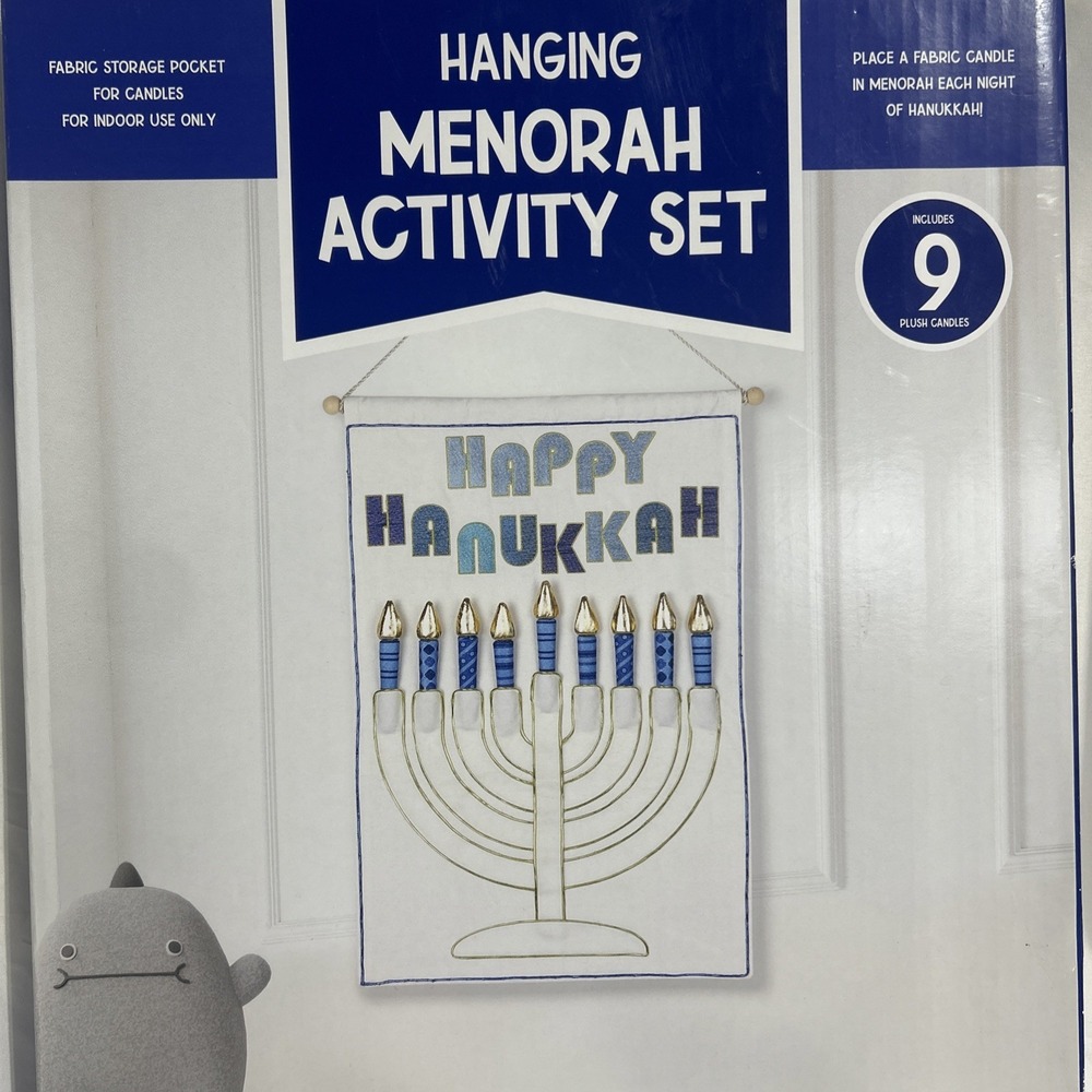 Hanging Fabric Menorah Activity Set With 9 Plush Candles Hanukkah Kids Childrens